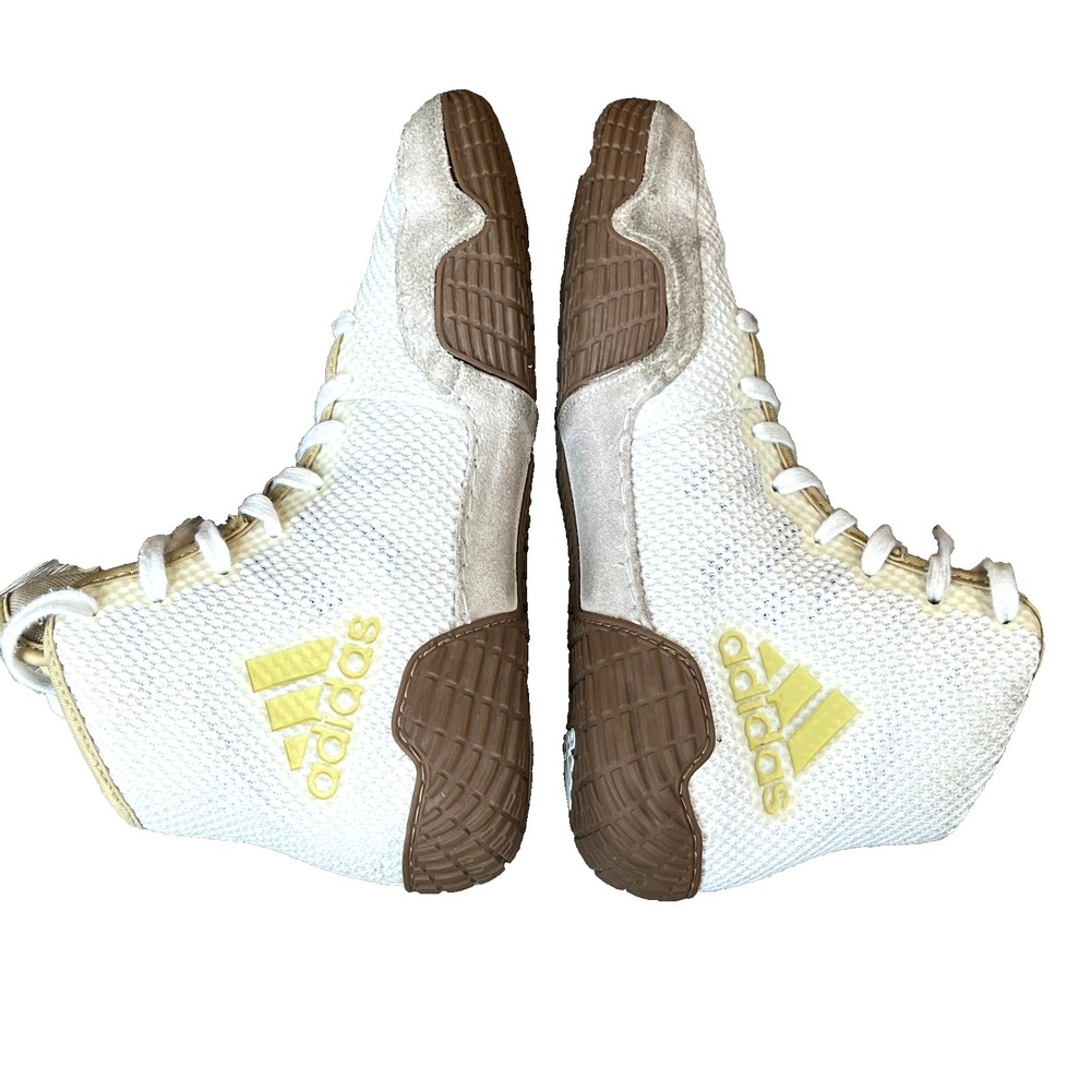 Adidas‎ Tech Fall 2.0 Wrestling Shoes White Vegas Gold Youth 3 UK 2.5 EU 35